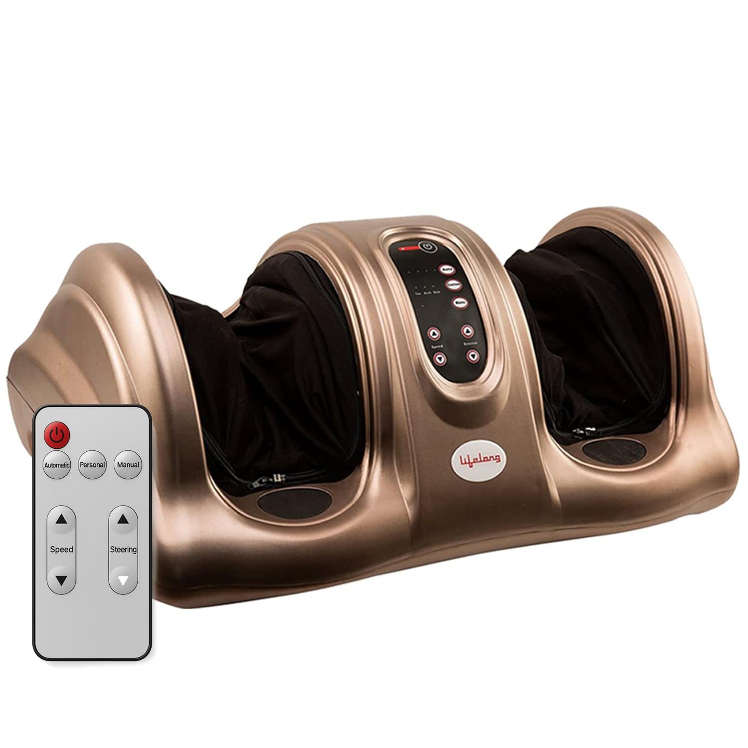 Lifelong Foot Massager Machine for Pain Relief with Kneading function - Also used as Leg Calf Massager - Corded Electric Foot Massage Machine for Home with Customizable Settings (LLM72, Brown)