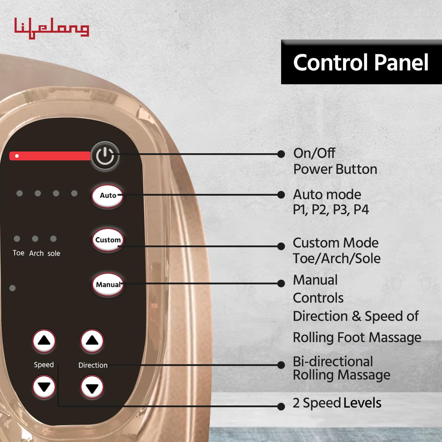 Lifelong Foot Massager Machine for Pain Relief with Kneading function - Also used as Leg Calf Massager - Corded Electric Foot Massage Machine for Home with Customizable Settings (LLM72, Brown)