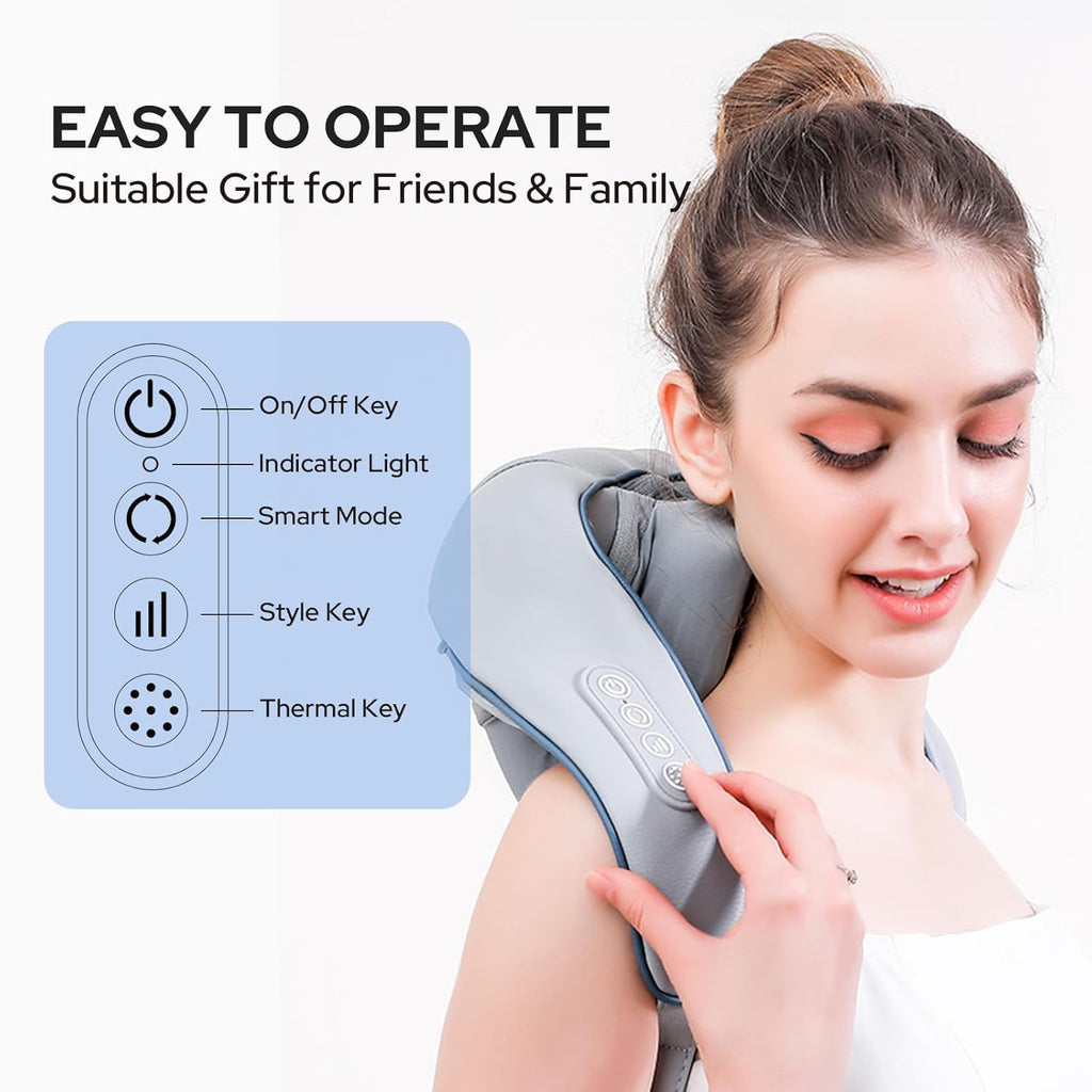 DADLM® Necck and Back Massager, Necck Massager with Heating, Body Massager for Body Aches and Pains Relief, Electric Wearable 5D Cervical Neck Massage Machine for Deep Tissue Neck, Back, Shoulders, Waist and Legs (Cream)